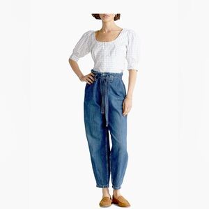 NWNT Polo Ralph Lauren Women's Cotton Checkered Button Down puff sleeve shirt 10